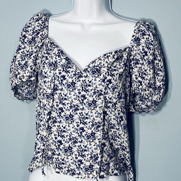 Milkmaid Coquettee Crop Top Medium Smocked Cottage Peasant Puff Sleeve Soft Girl - Picture 5 of 11